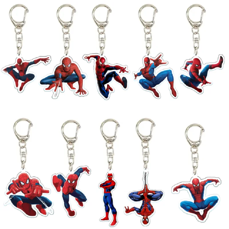 10pcs Spiderman Keychains for Car Keys Kids Superhero Birthday Party Decorations Gift Bag Fillers Stuffer School Carnival Reward