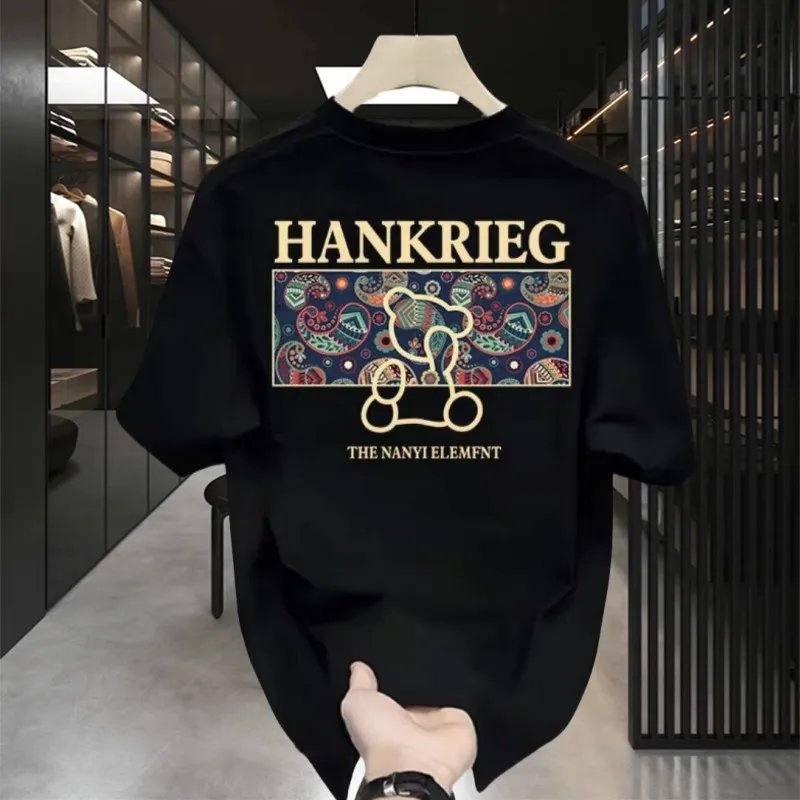 

2025 New trendy street men's clothing, 100% pure cotton T-shirt, summer casual and fashionable sportswear, loose and breathable