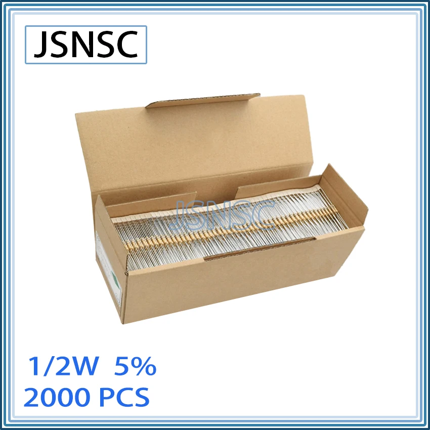 

JSNSC 2000PCS 5% 1/2W 0.5W 1K 150K 180K 200K 220K 240K 270K 300K 330K 360K 390K 430K 470K 510K 560K OHM carbon film DIP resistor