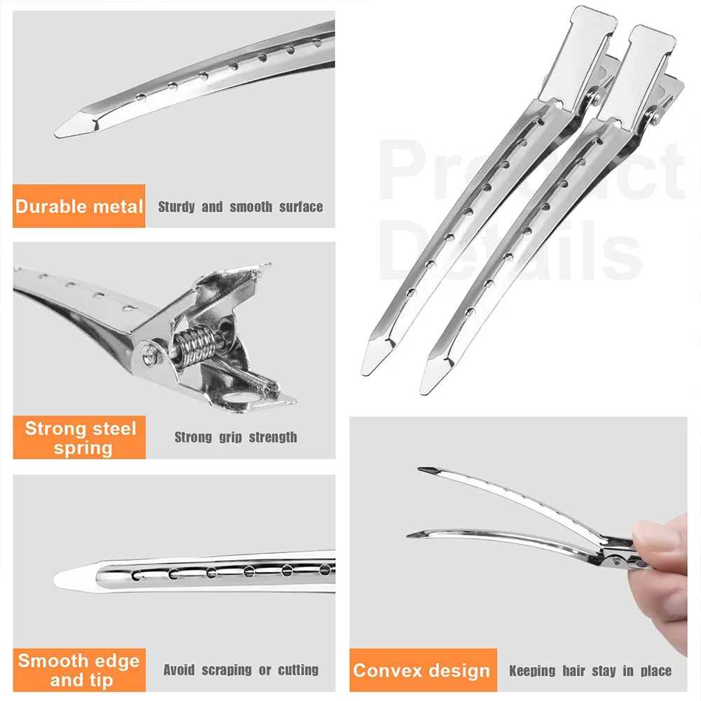Spinki do włosów do stylizacji 24 szt. Metalowe spinki do włosów dla kobiet Aligator Spinki do włosów do długich loków Grube spinki do salonu fryzjerskiego