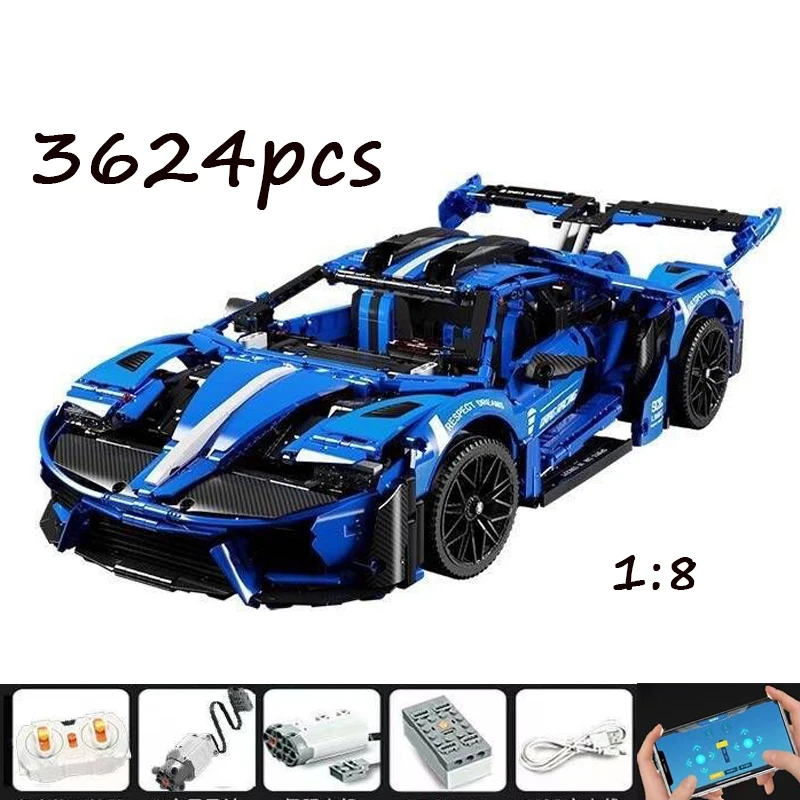 

3624pcs High-Tech Le GT 1:8 Concept Supercar Racing Vehicle Static Version MY88016 Moc Bricks Technical Model Buliding Block Toy