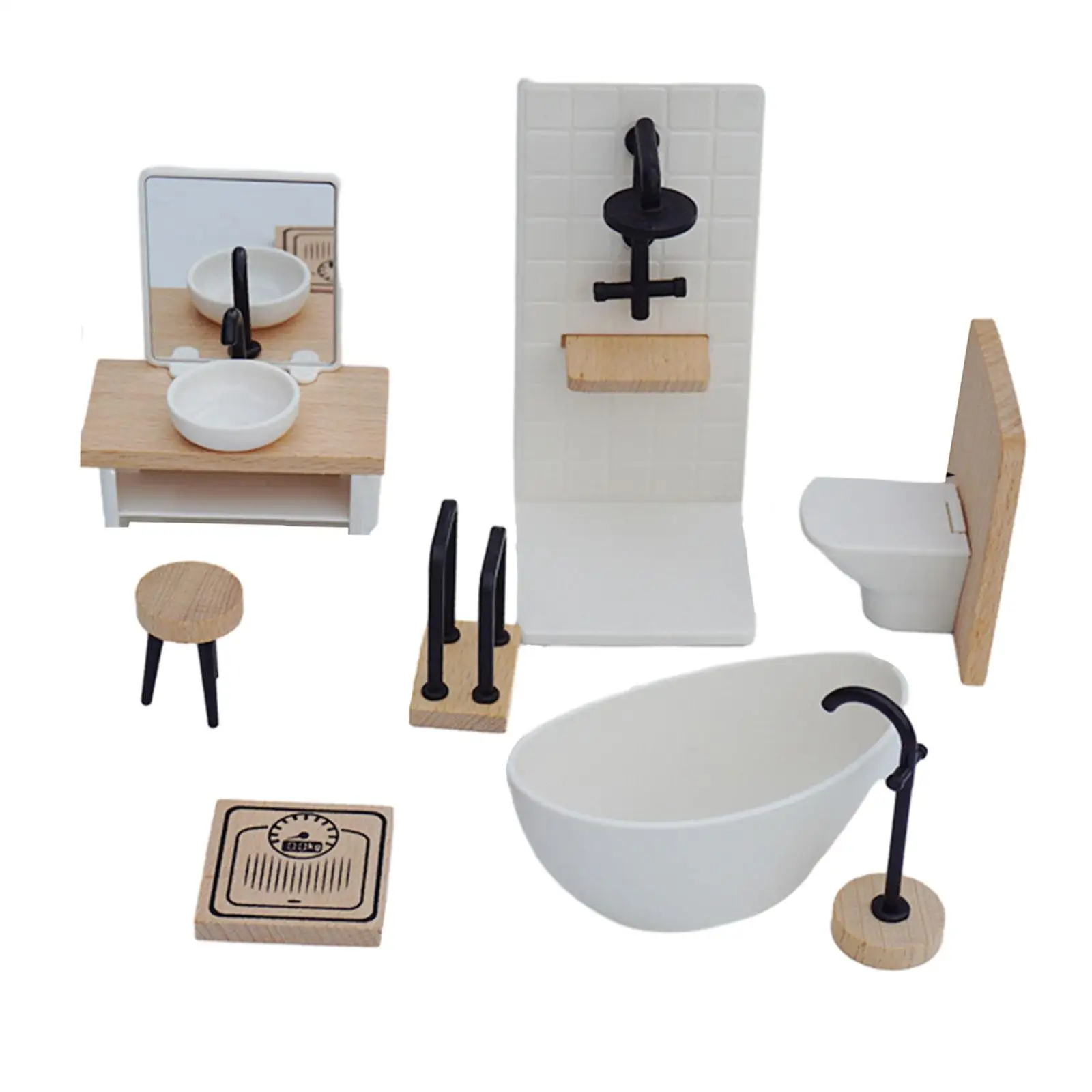 1:12 Scale Dollhouse Bathroom Set Party Favor Dollhouse Ornaments Playset