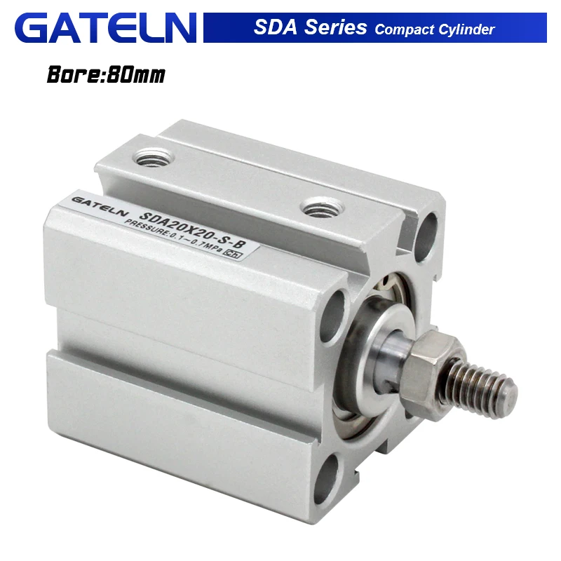 SDA80-B air pneumatic cylinder SDA80-B double acting compact cylinder Bore 80mm stroke 5-100mm male thread SDA80x40-B-S