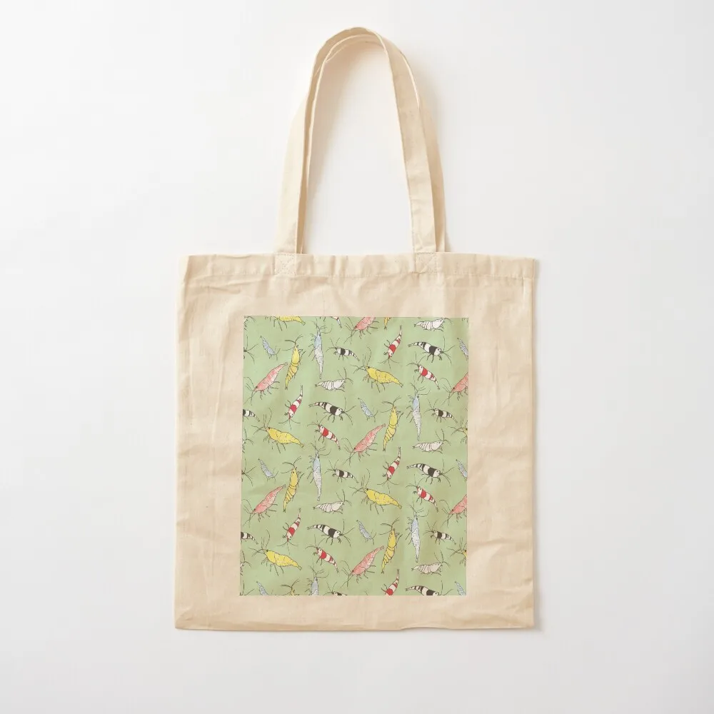 Aquarium Shrimp Pattern Tote Bag shopping trolley bag foldable reusable bag canvas tote bags university shopper