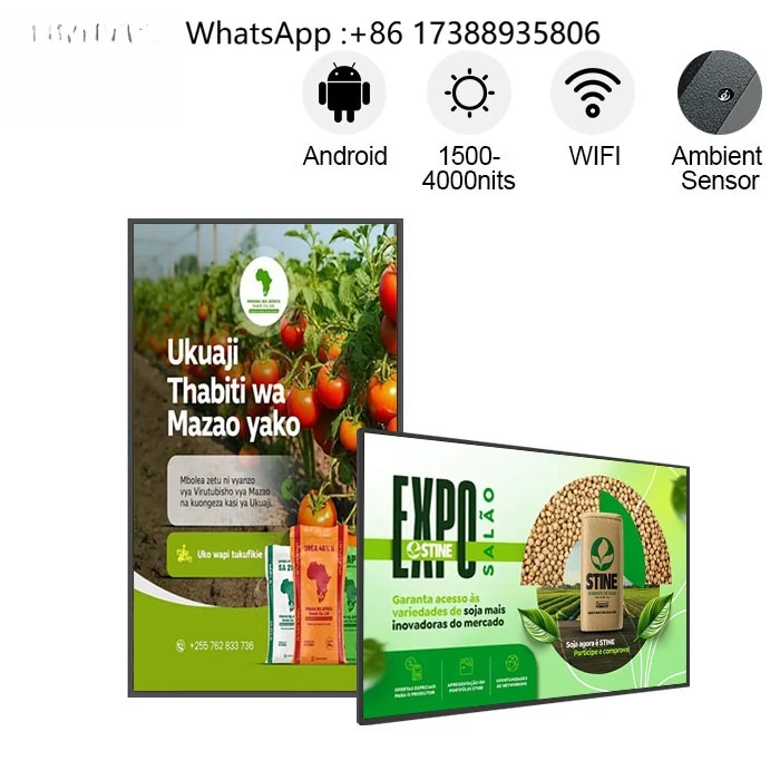 Window Display 2K 4K Sunlight Readable High Brightness 43 49 55 Inch TFT LCD Advertising  Display