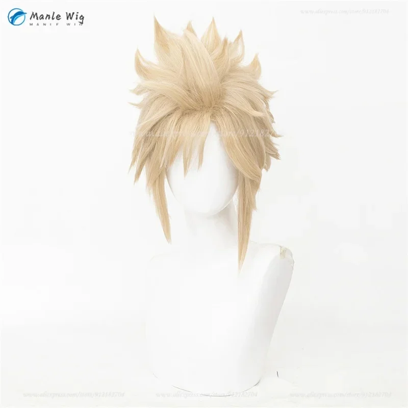 z;3,d'5,g\7/Unstyled FF7 Cloud Strife Wig Short Light Flaxen Men Cosplay Anime Wigs Heat Resistant Synt6,j.y'8 /c. - view 5
