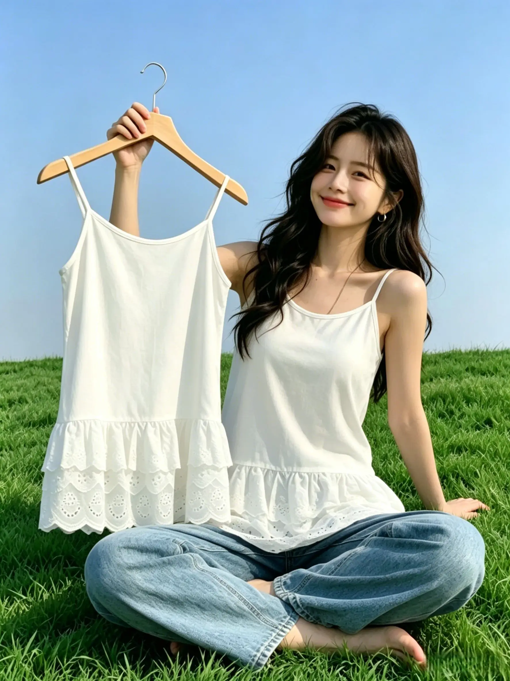 Lace Mid-Length Sleeveless Tank Top Women's plus Size Loose Base Layer Shirt Casual Comfortable Breathable Cotton Blend