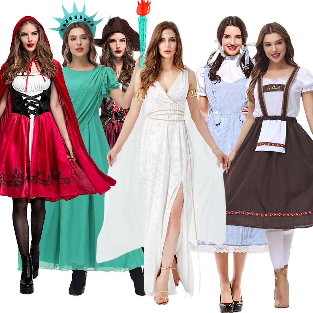 

loween Beer Costume Little Red Riding Hood Somali Pirate Devil May Wear Alice Dr Polyester Material Women's Clothing