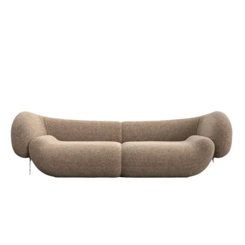 Cream Internet celebrity sailing design U-shaped armrest sofa retro cotton and linen fabric double triple sofa