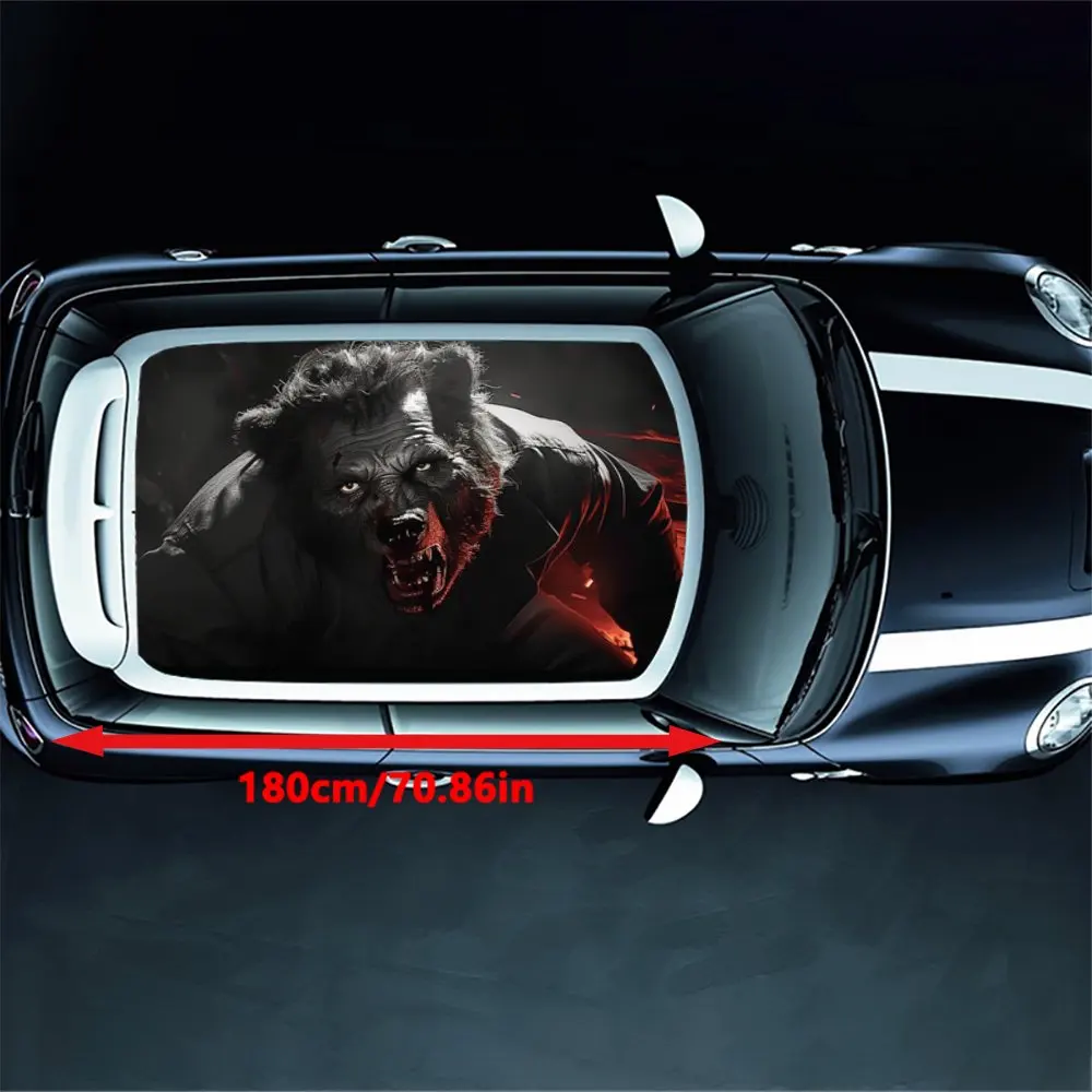 Angry Wild Grizzly Bear Car Roof Sticker Wrap Racing SUV Auto Accessories Packaging PVC Car Hood Graphic Decal Decoration Gift
