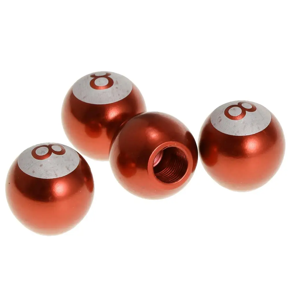 4 PCS Car Wheel Tire Air Valve Stems Cap Dust Cover 8 Ball Saffron