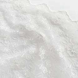 Pure white organza 3D embroidery fashion clothing fabric wedding dress curtain tablecloth handmade DIY X680