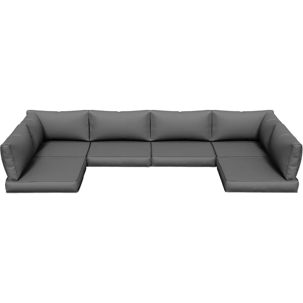 

Набор подушек для уличного дивана из 14 предметов для 6-местного патио, водонепроницаемые и быстросохнущие, нескользящие сменные подушки