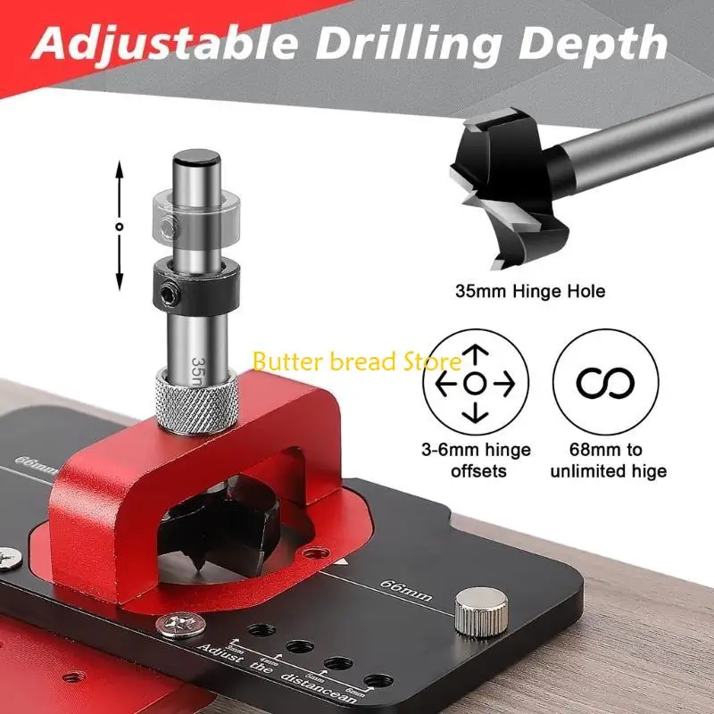 W89C Hinge Jig Boring Hole Drill Guide 35mm Drilling Hole Puncher Hinge Boring Jig