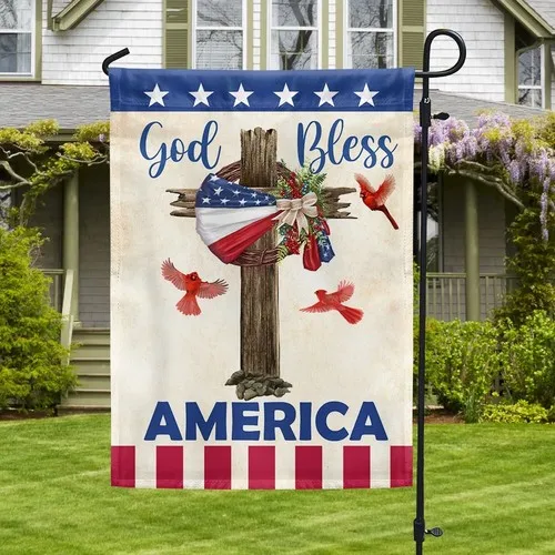Christian Cross American Wreath God Bless America Flag Graden Flag XXH LLP LLX uui