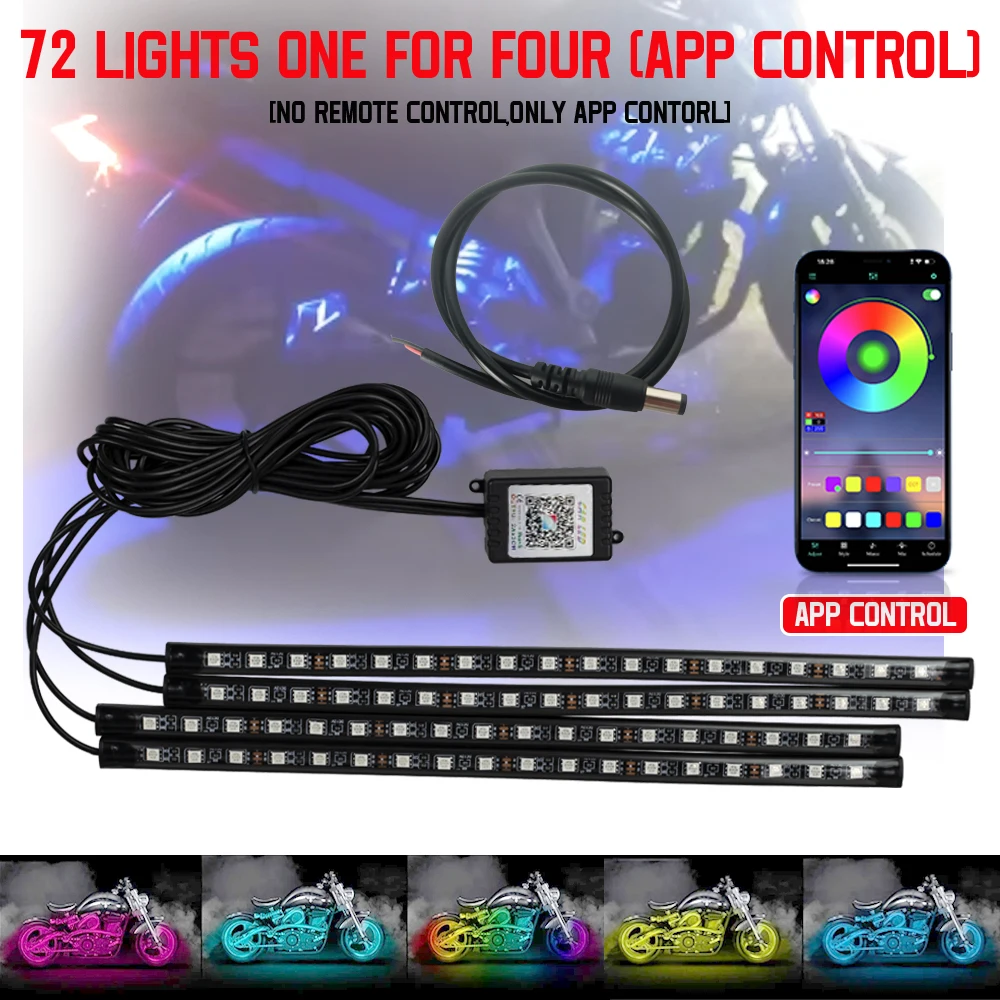 Motorrad LED Neon Streifen Licht Moto Drahtlose RGB Fernbedienung UnderGlow Lampe Kit Für Harley Yamaha Auto Dekorative Licht Streifen