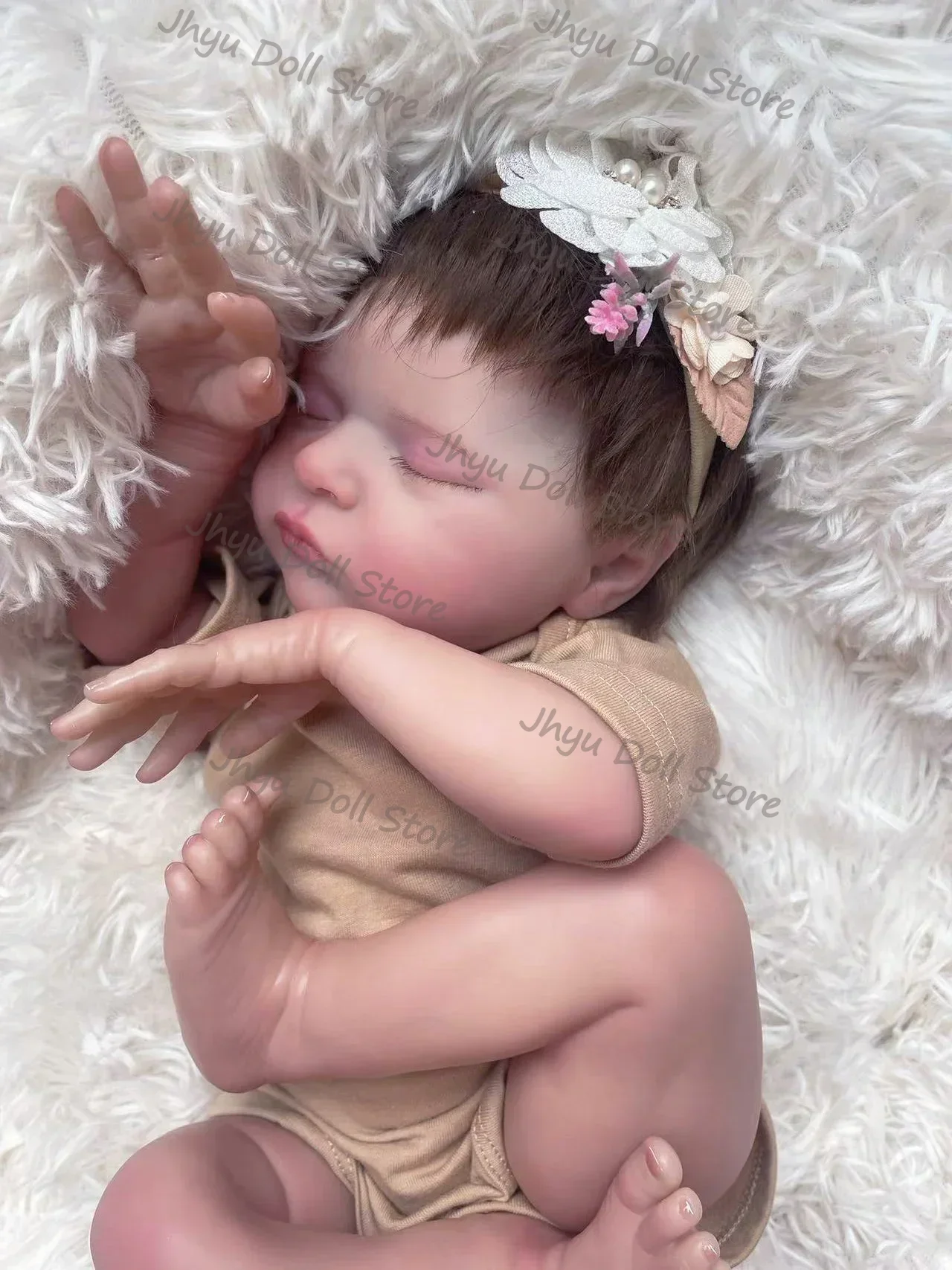 48CM Laura Reborn Baby Dolls 매우 실물 같은 소프트 터치 신생아 크기 3D 피부와 눈에 보이는 정맥 고품질 수제 인형
