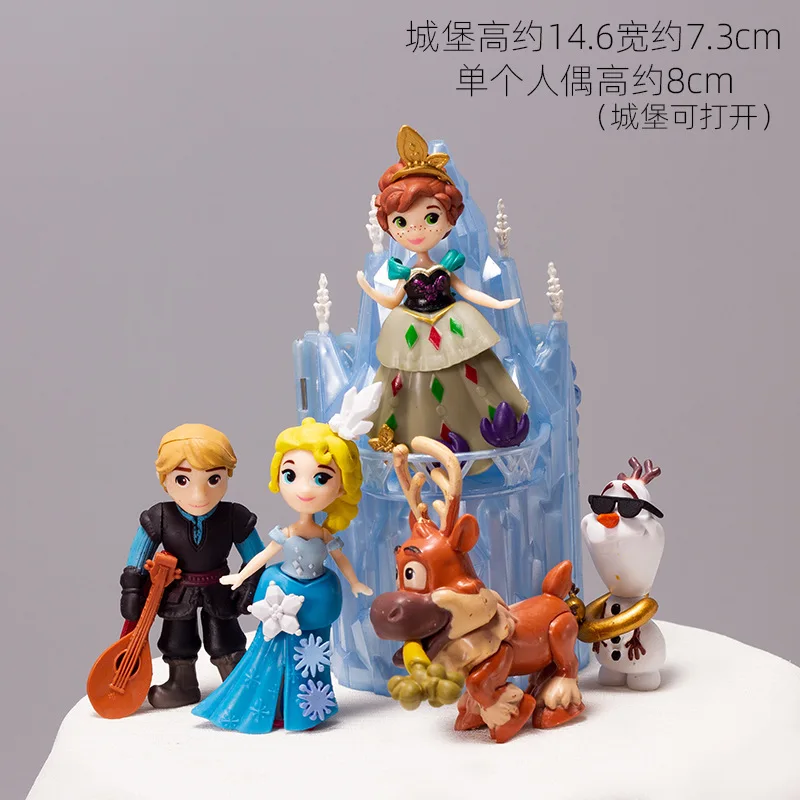 Disney Hot Movies Frozen Q Version Anna Elsa Princess Olaf Sven Kristoff And Castle Ice Palace Throne PVC Action Figures Model