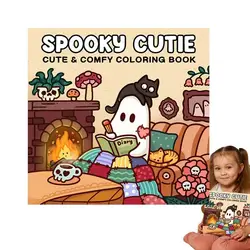 Coloring Book For Adults And Teens Halloween Theme Featuring Adorable Creepy Creatures In Cozy Moments For Relaxation Gift