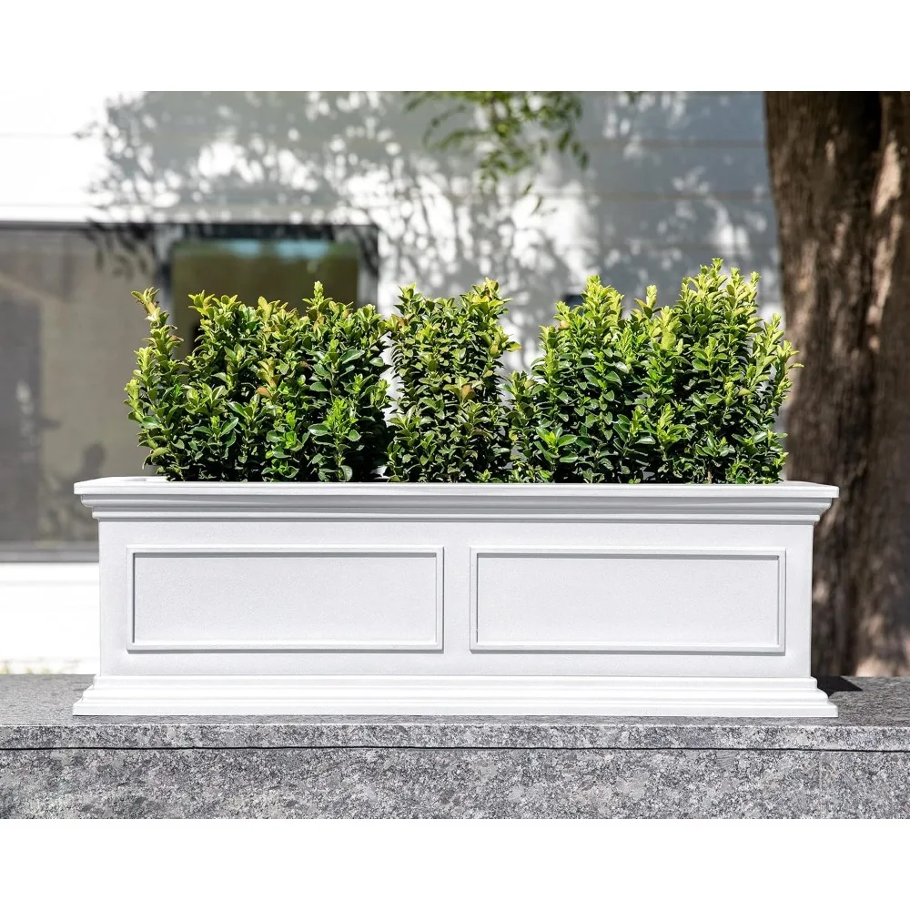 Large Rectangular Outdoor Balcony Window Box Planter - Crack-Resistant Plastic for All-Weather Use
