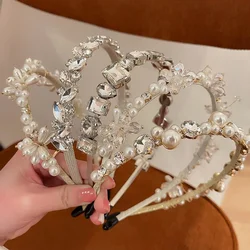 Diadema Retro elegante con perlas para mujer, aro para la cabeza con diamantes de imitación, accesorios para el cabello, novedad de 2022