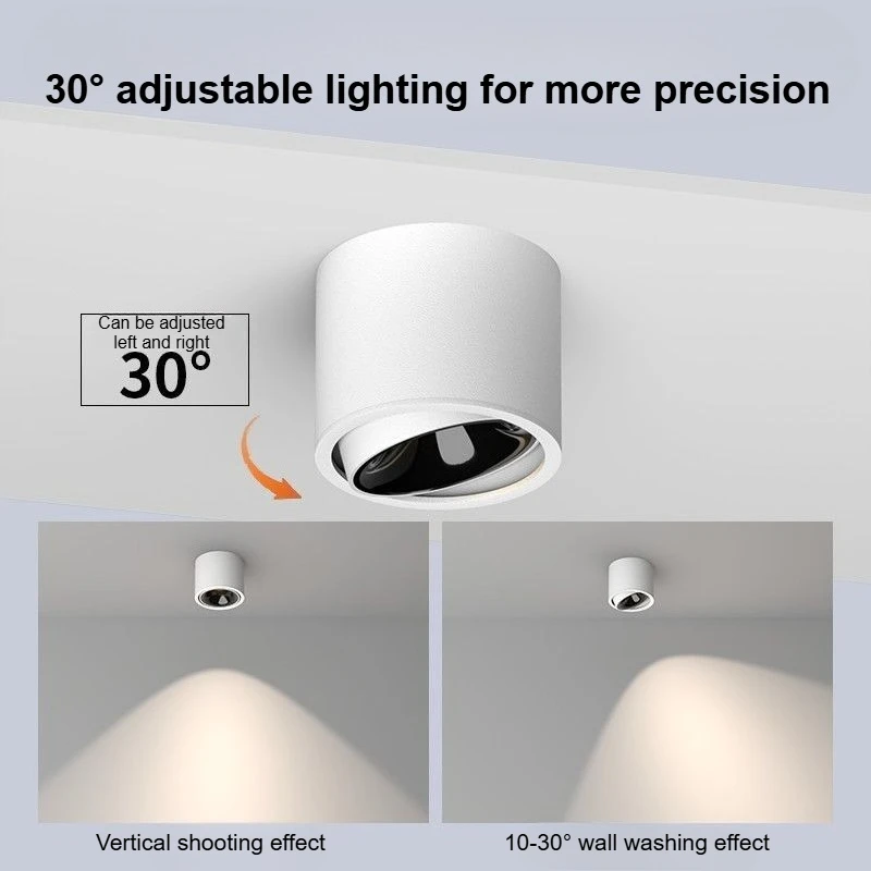 LED Spotlight Adjustable Angle COB Super Bright Spot Light  5W 7W 9W 12W 15W Surface Mounted Small Ceiling Light Indoor Lighting