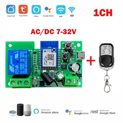 Tuya WIFI Garage Door Gate Opener Smart Switch DC 12V 24V AC 1 Relay Module Timer Inching Self-locking For Alexa Google Home