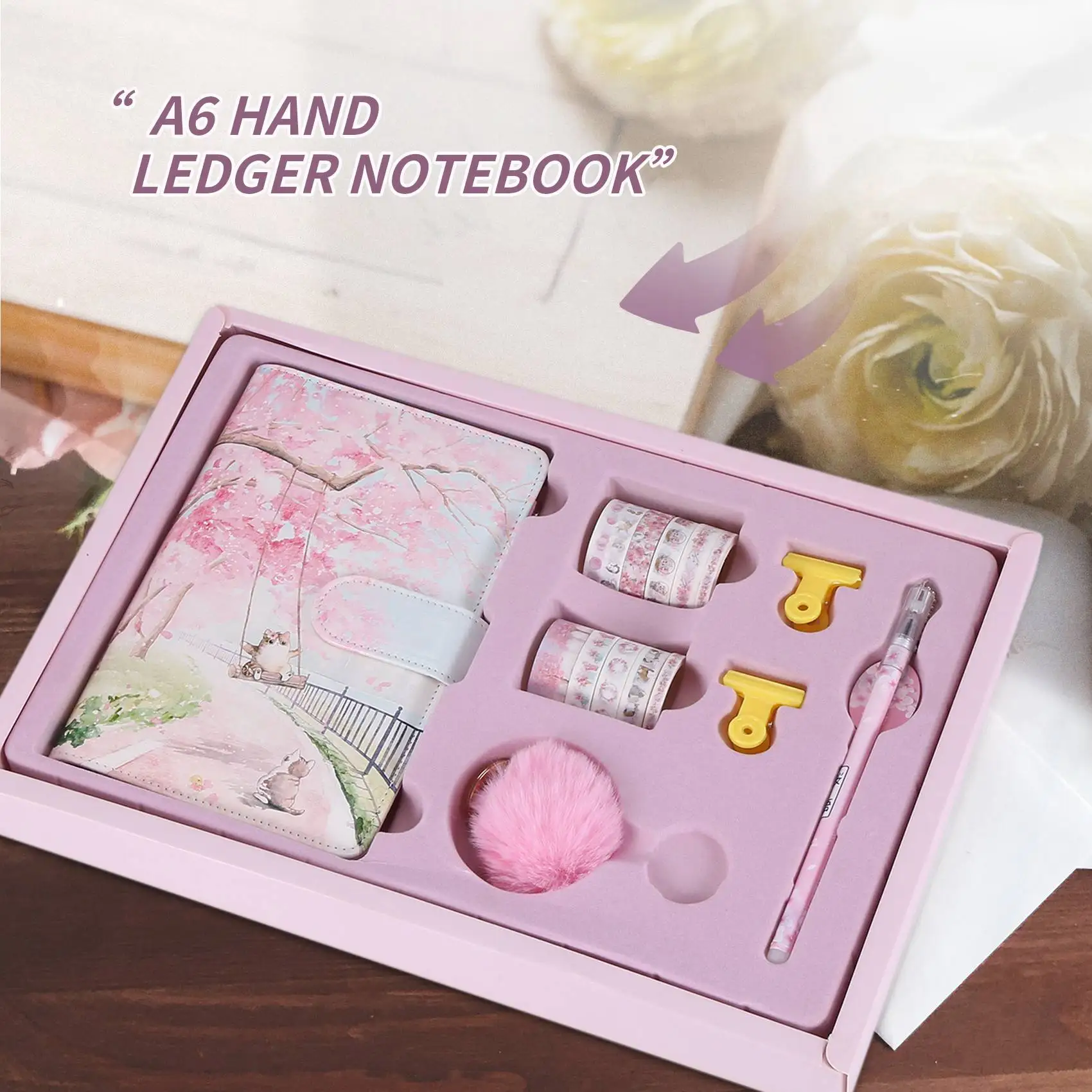 桜の花 80枚 A6 ルーズリーフノート ジャーナル アジェンダ プランナーセット 文房具、手帳-POS