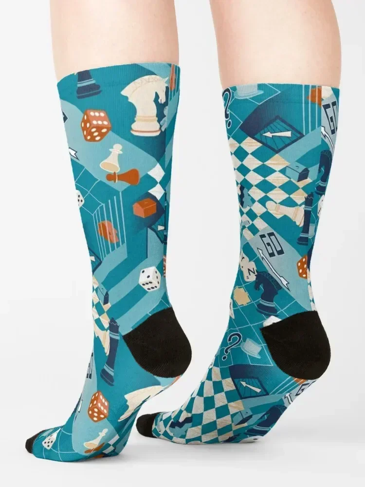 Board games - turquoise Socks Heating sock warm winter Men Socks Women's