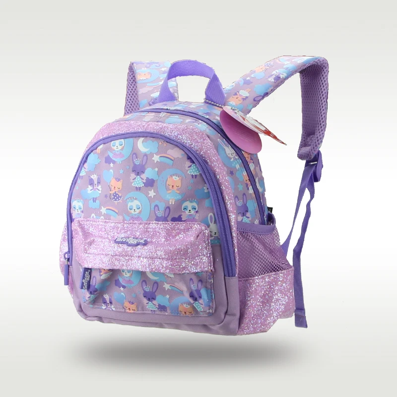 High Quality Australian Original Smiggle Girls Kindergarten Bag Boys Backpack Children's Purple Rabbit 1-4 Years 11 Inches