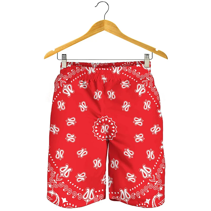 3D Print Black Paisley Bandana Pattern Shorts For Men Quick Dry Oversized Beach Shorts Homme Mens Swim Trunk Short Pants