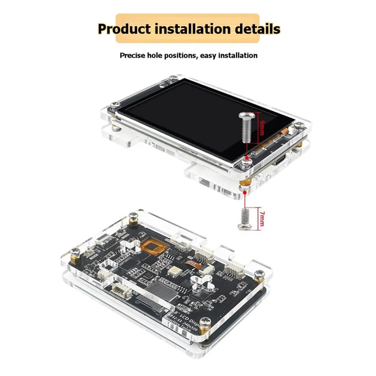 2PCS Acrylic Case for 2.8 Inch Display Screen Development Board LCD TFT Module for ES3N28P IL19341V Shell