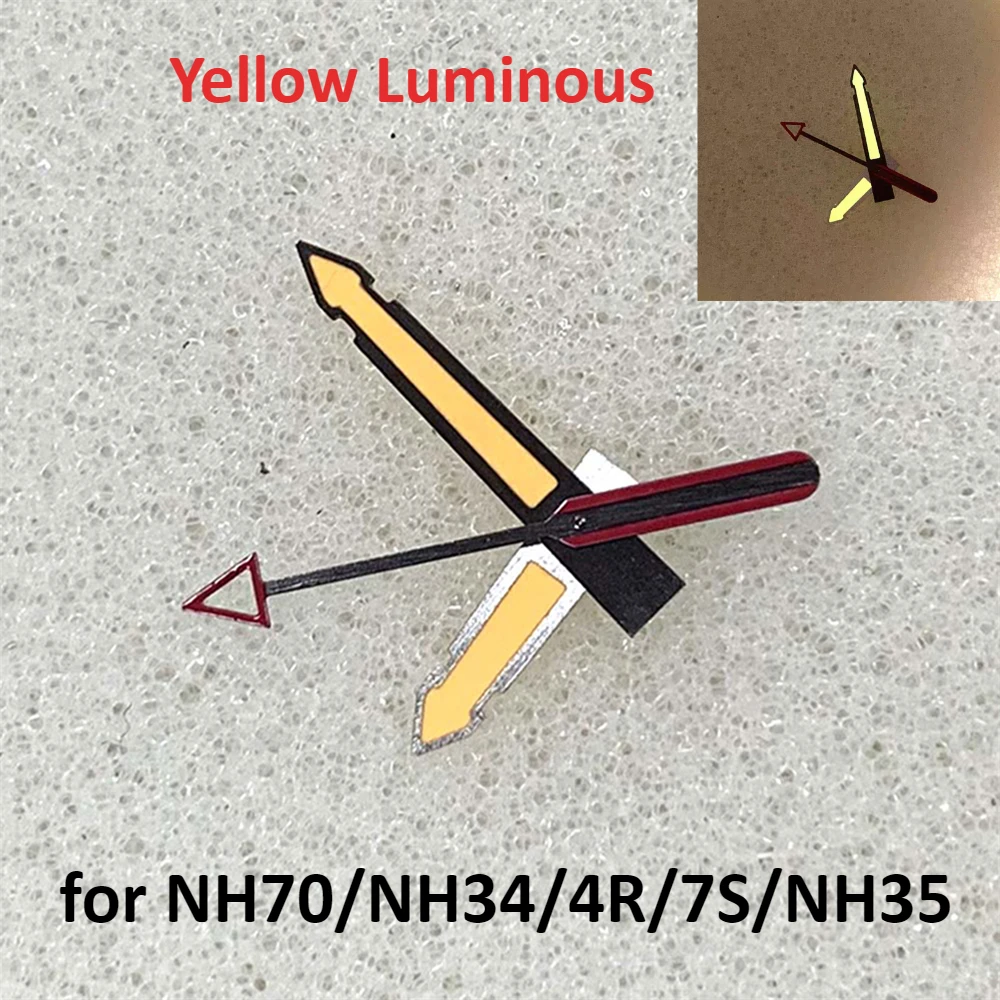 NH35 Hands 3Pins Yellow Luminous Watch Hands Pointers for NH70/NH34/4R/7S Movement Watch Part