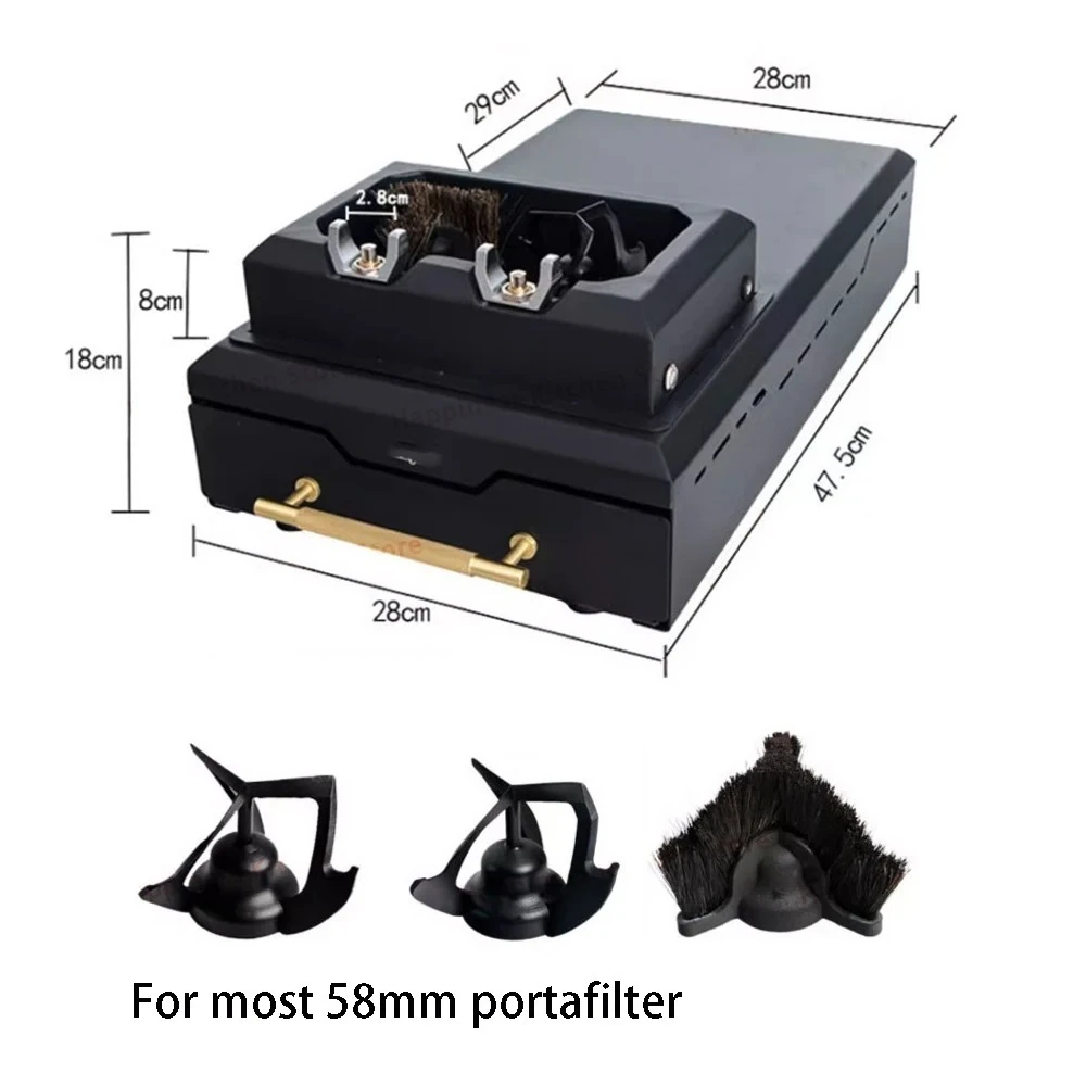 Drawer-type 58mm Automatic Coffee Portafilter Cleaner Electric Portafilter Cleaner Coffee Knock Box Drawer Coffee Residue Box