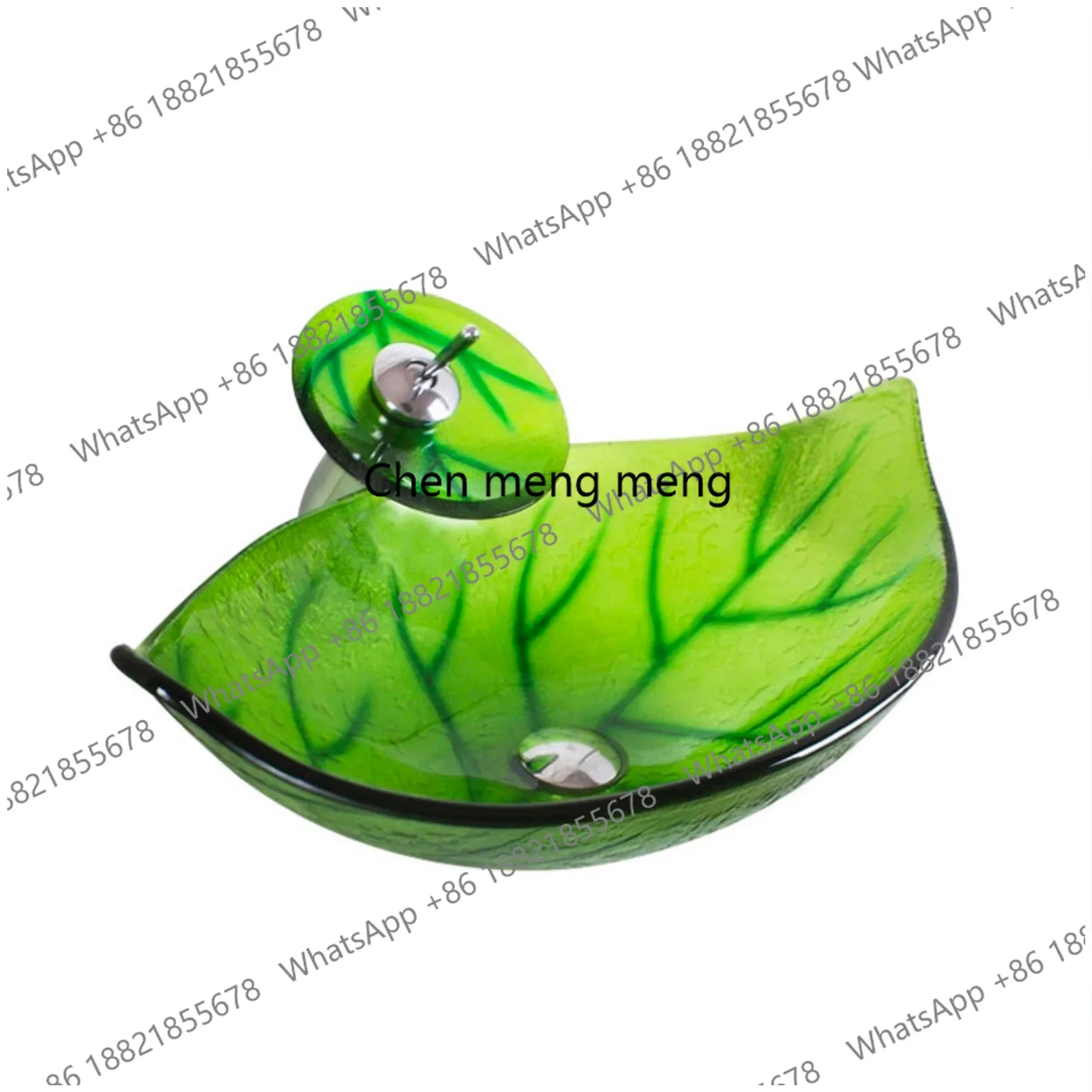 Z136New leaf-shaped bathroom glass washbasin countertop basin art basin balcony washbasin
