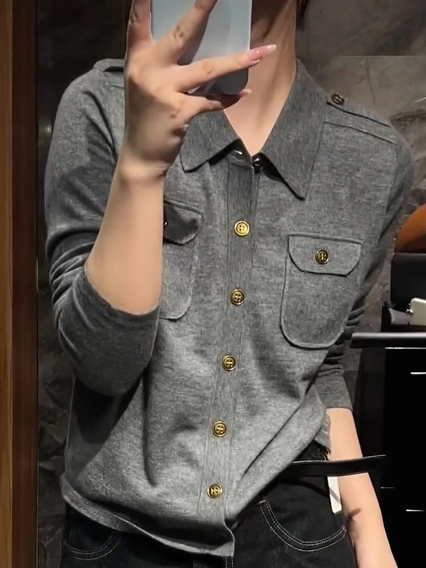 Ele Korean Sle Knitted Long Sve Base irt Sli Commute Faion Trendy Autumn 2025 High-End Feel Good Look