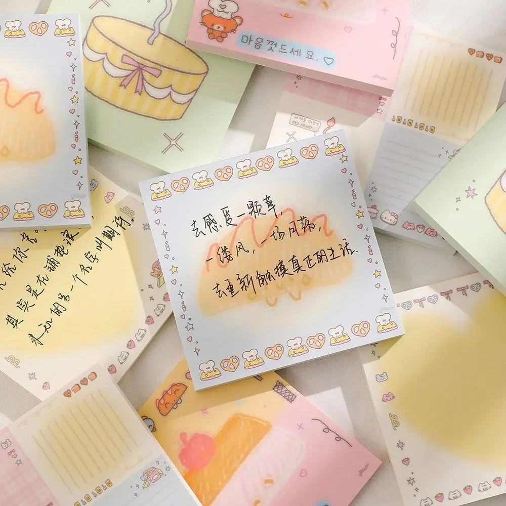 Cartoon Cute Lovely Memo Pad Square Notepad Aesthetic Note Paper Non-sticky Korean Message Paper Diary