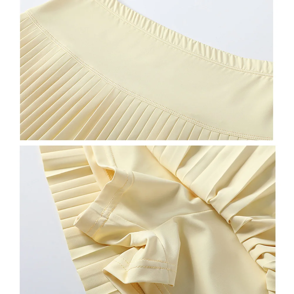 Vrouwen geplooide a-lijn rokken met broek Koreaanse stijl minirokken elastische taille casual hoge kwaliteit zomer a-lijn rokken