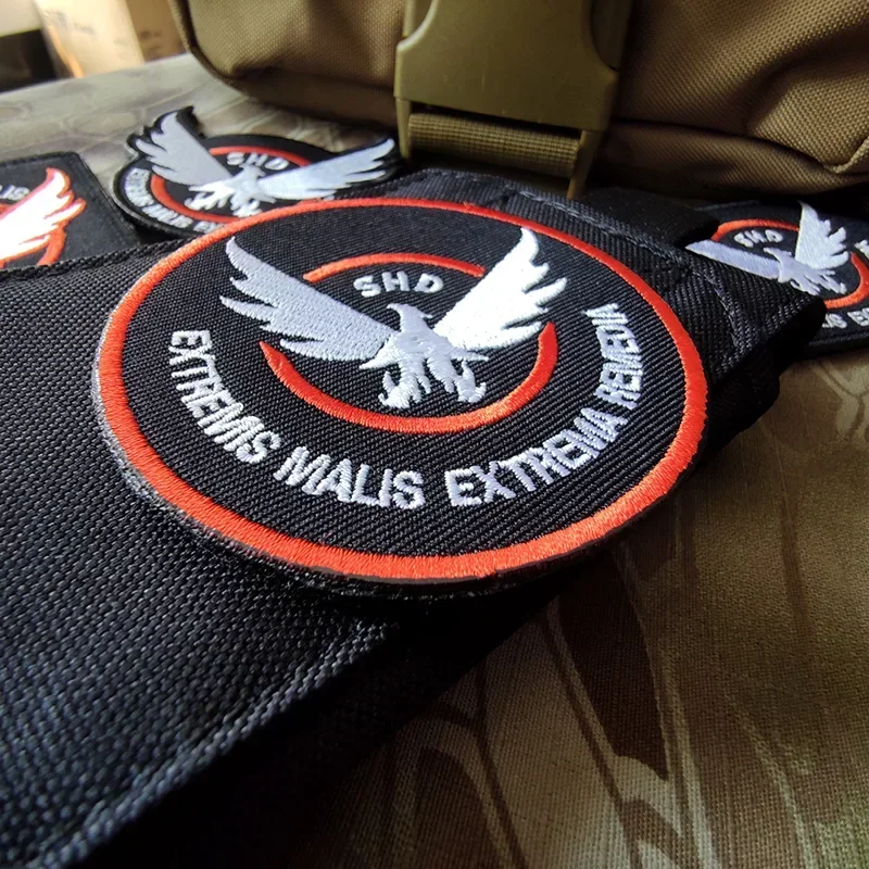 SHD The Division Morale Badge Embroidered Patches Shooting Role-playing Game Tactical Armband Wings Hook&Loop Backpack