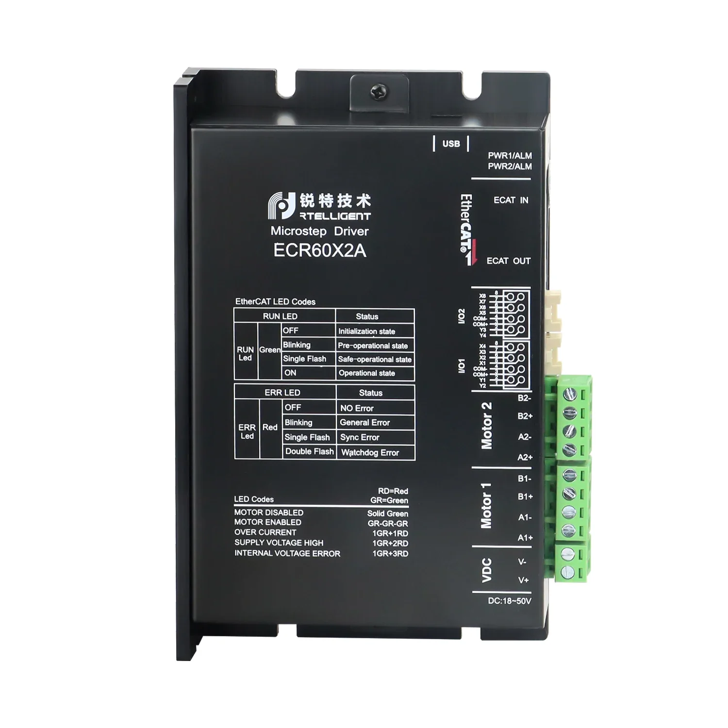 ECR60X2A 18-80VDC Ethercat 60mm 2 phase Nema 24 Open Loop Stepper Driver