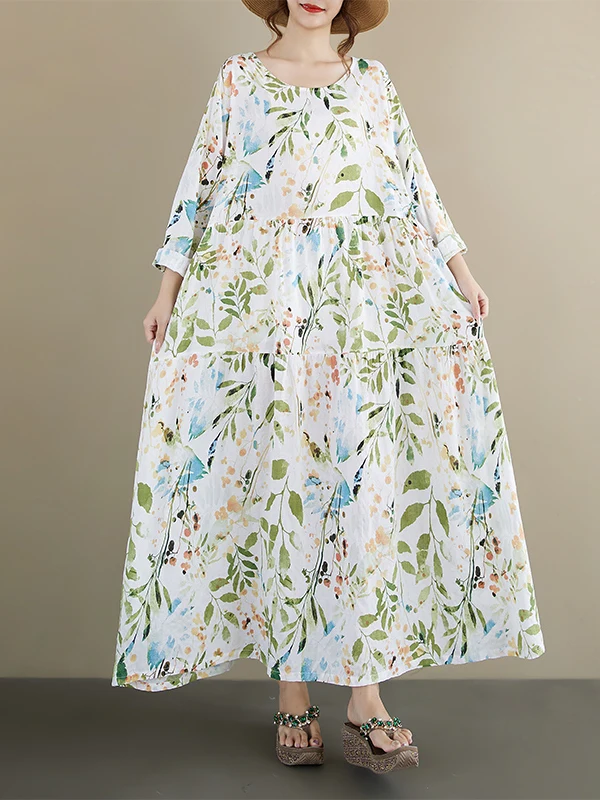 

Ele Long Sve Dstring Ne Beach Dr Женское трапециевидное хлопково-марлевое волокно с принтом Sweet Sle Autumn Faion