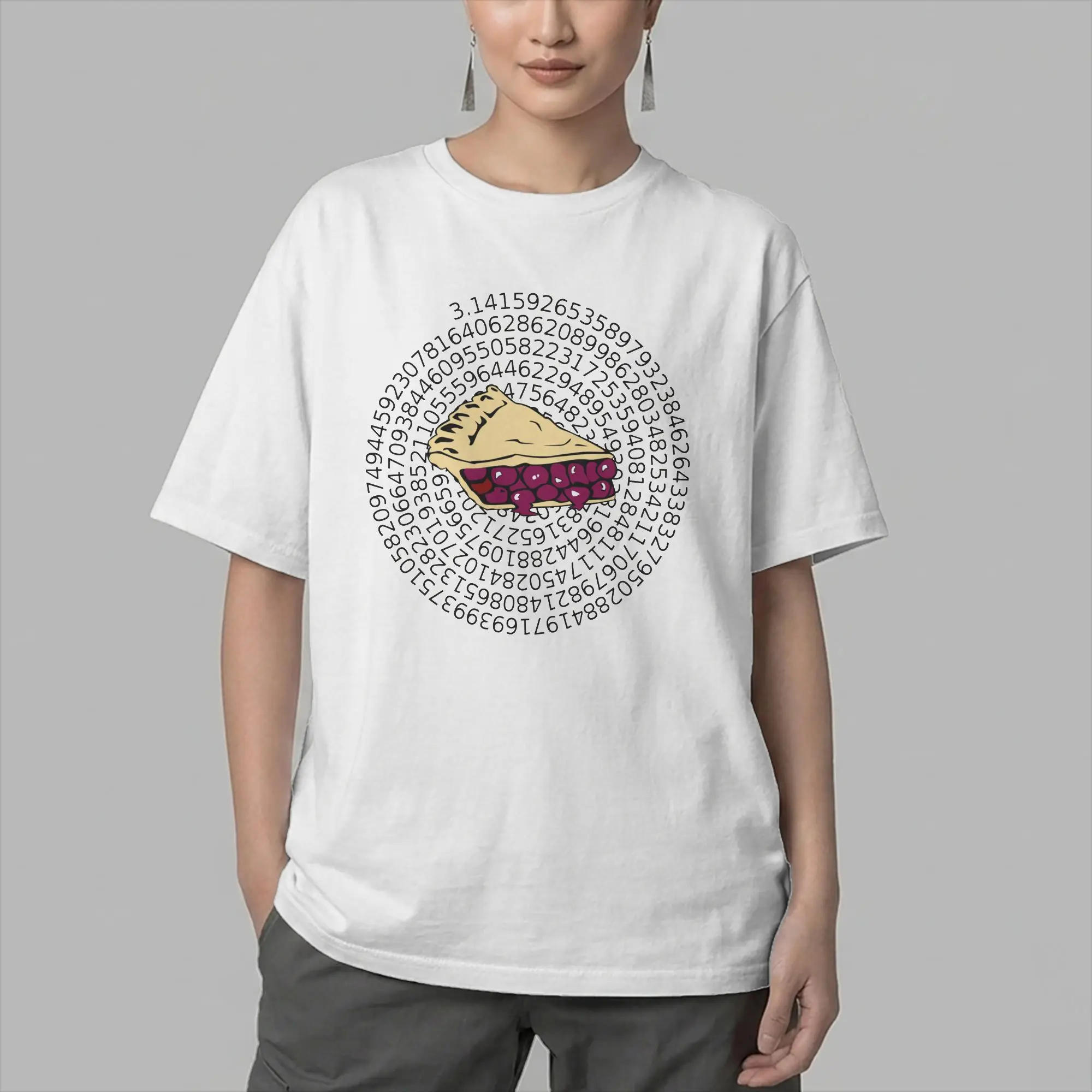 Unique Spiral Pi on Pie T-Shirt for Men Crew Neck Pure Cotton T Shirt Math Mathematics School Short Sleeve Tees Gift Clothing