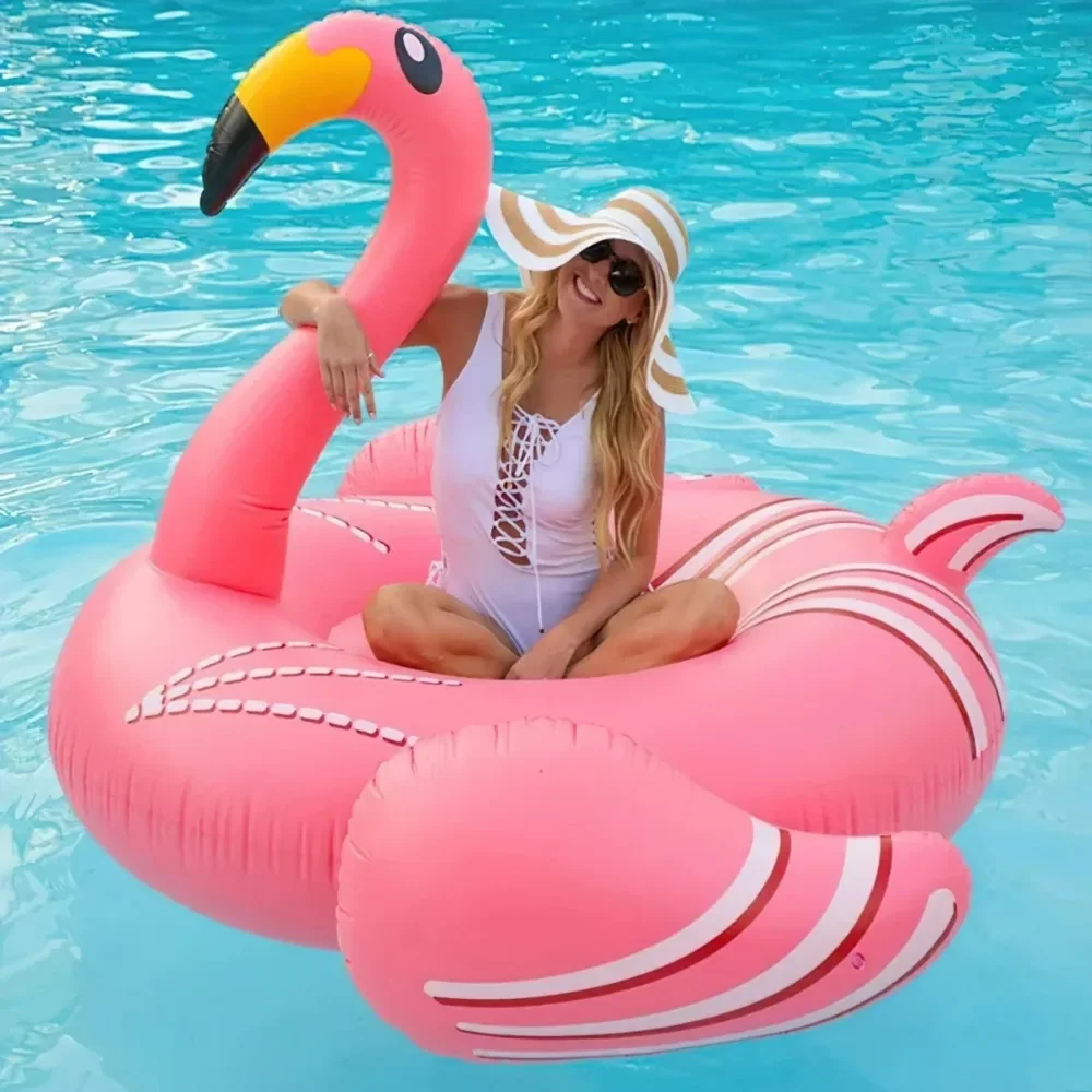 Gigantyczny nadmuchiwany pływak do basenu Flamingo, basen Floatie Lounge pływający tratwa dekoracje świąteczne zabawki dla dorosłych dzieci