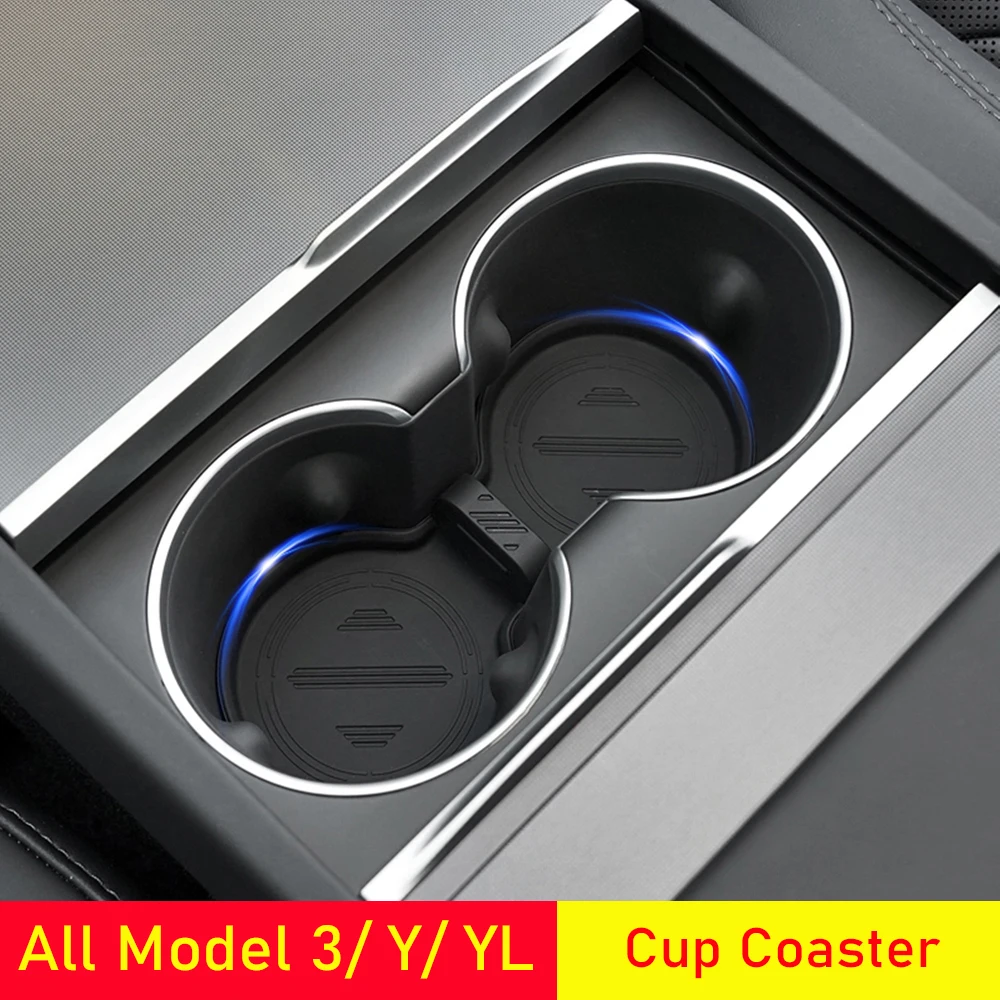 Tapete Protetor para Porta-Copos de Carro para Todos os Modelos Tesla 3 e Y, Base para Copos e Organizador de Console Central 2021-2027, Acessórios Automotivos