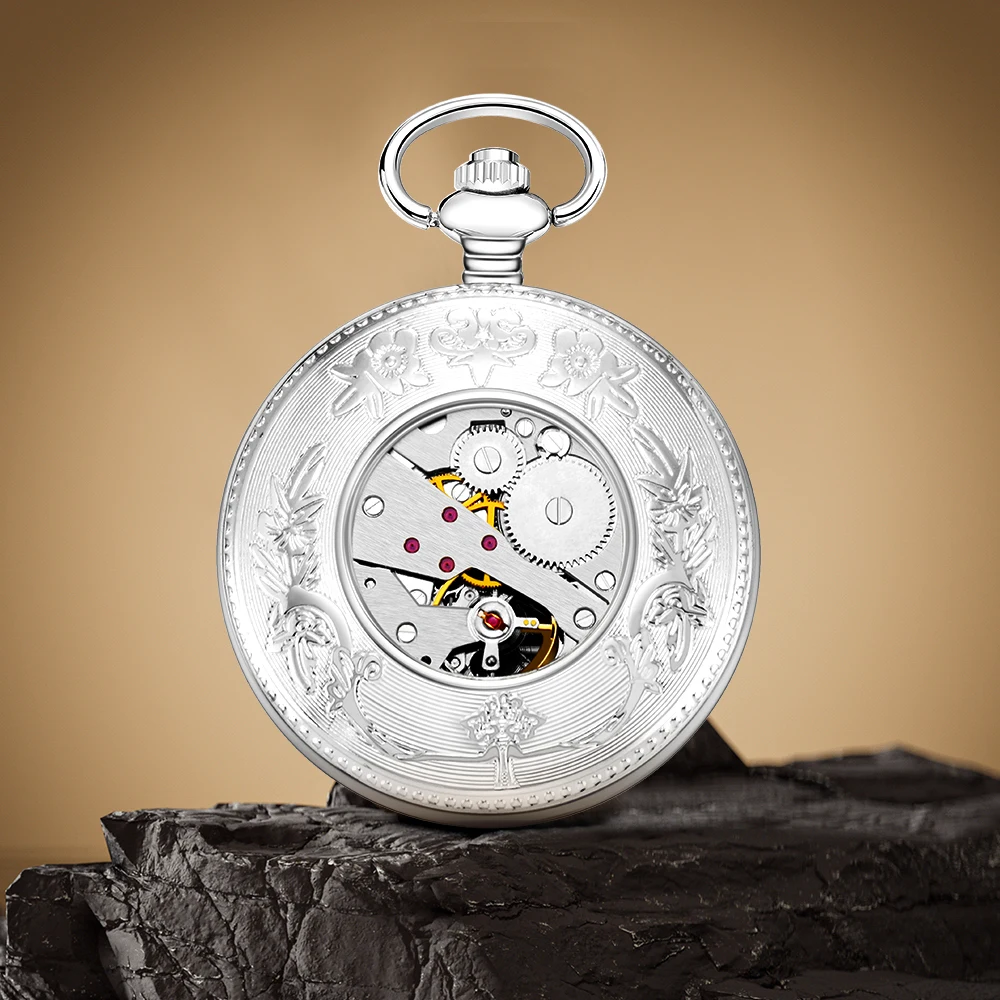 Vintage Mechanical Pocket Watch Sun, Moon, and Star Pendant The unique design comes with a thickened chain, which is perfect for