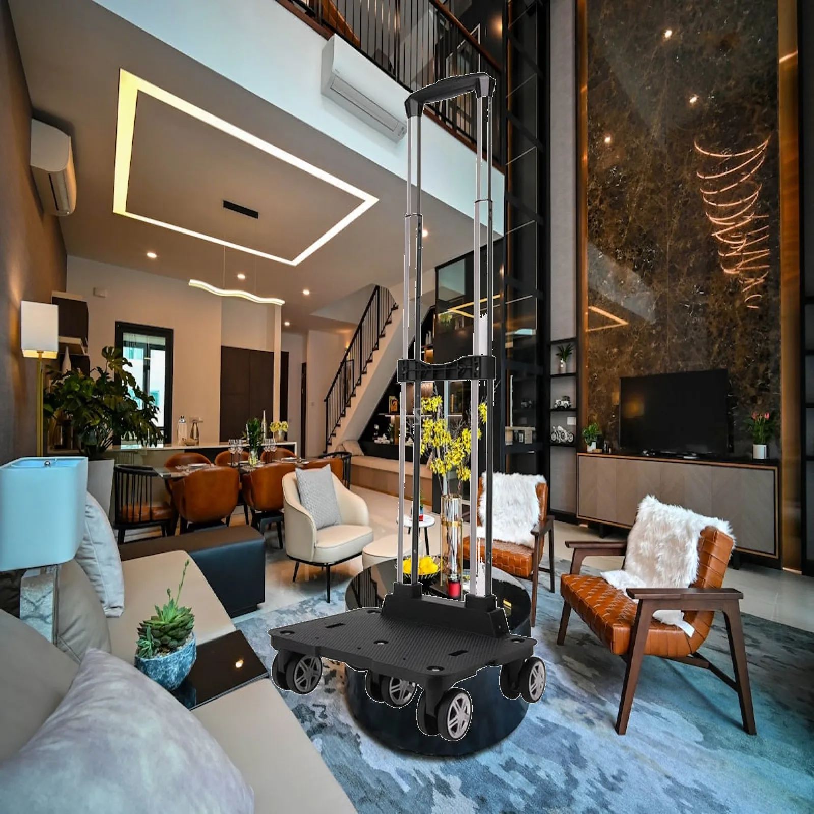 Foldable Luggage Cart with Swivel Wheels Portable Foldable Load Trolley with Platform Folding Hand Truck Wear-Resistant