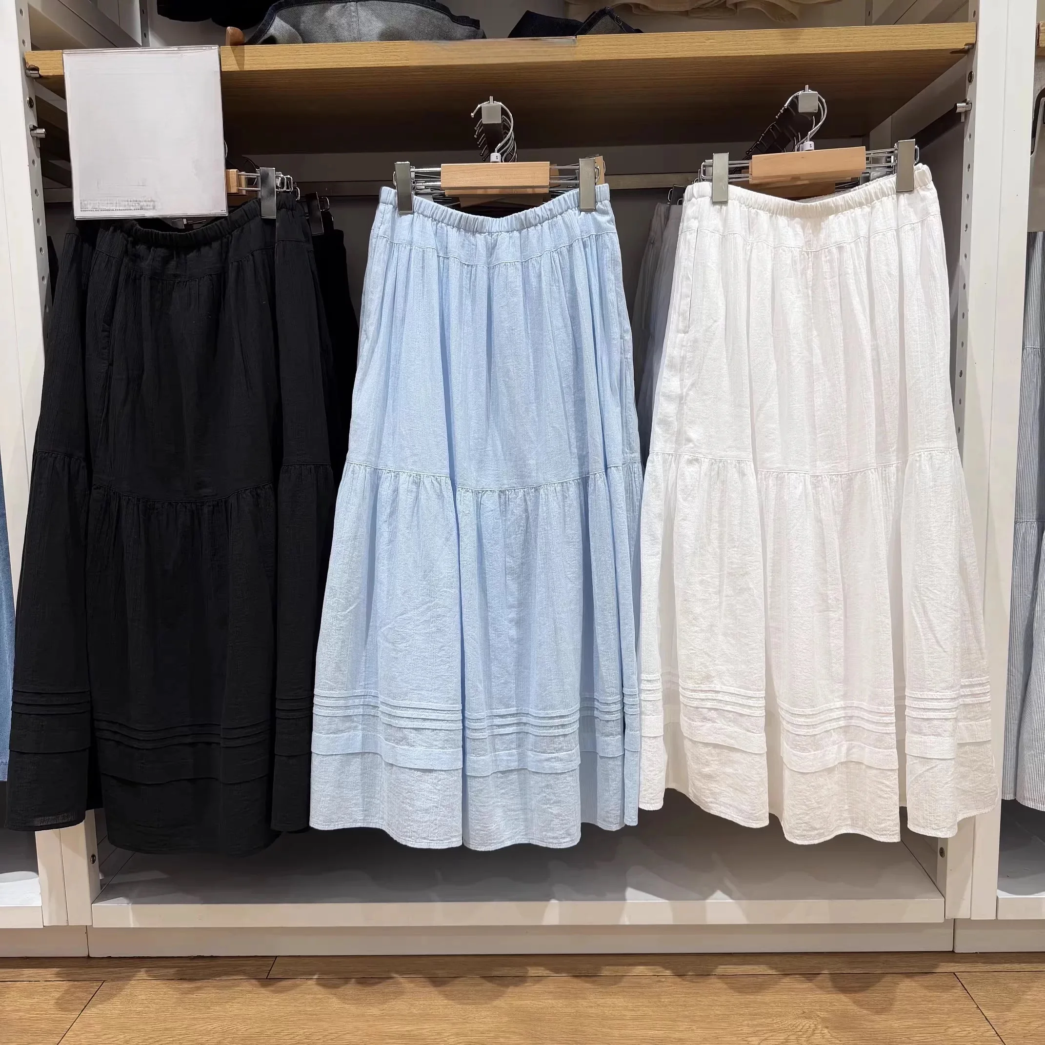 Sweet Style Overlap Long Skirt Women's Maxi Half-length A-line Skirts Extra Length Layered Skirts Spring Season High Waist