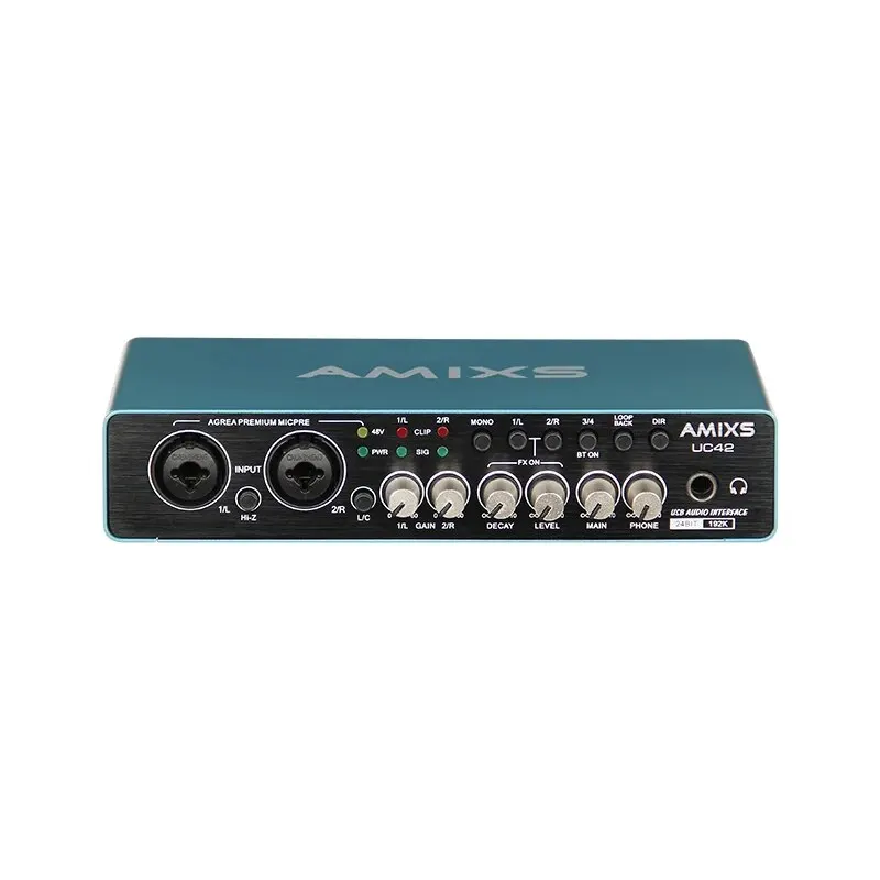 AMIXS-interfaz de Audio UC42 para grabación de ordenador, unidad libre, tarjeta de sonido externa USB para Pc, equipo de Audio, vídeo profesional