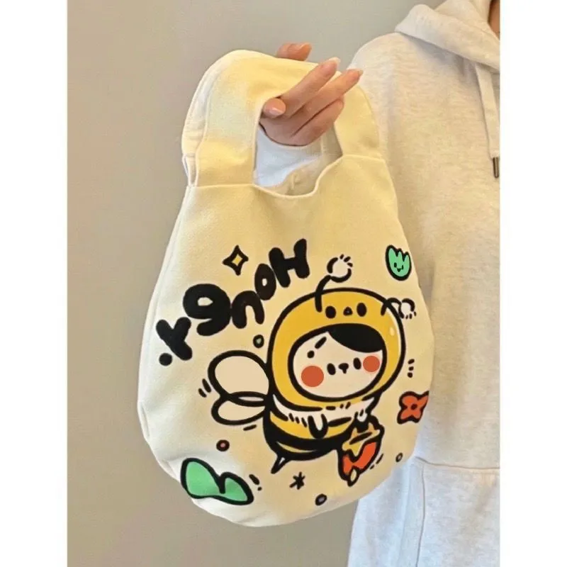 Custom  Jupiter Cute Girl Snack Pack Large Capacity Student Canvas Bag Korean Ins Style Bee Baby Mom Handbag