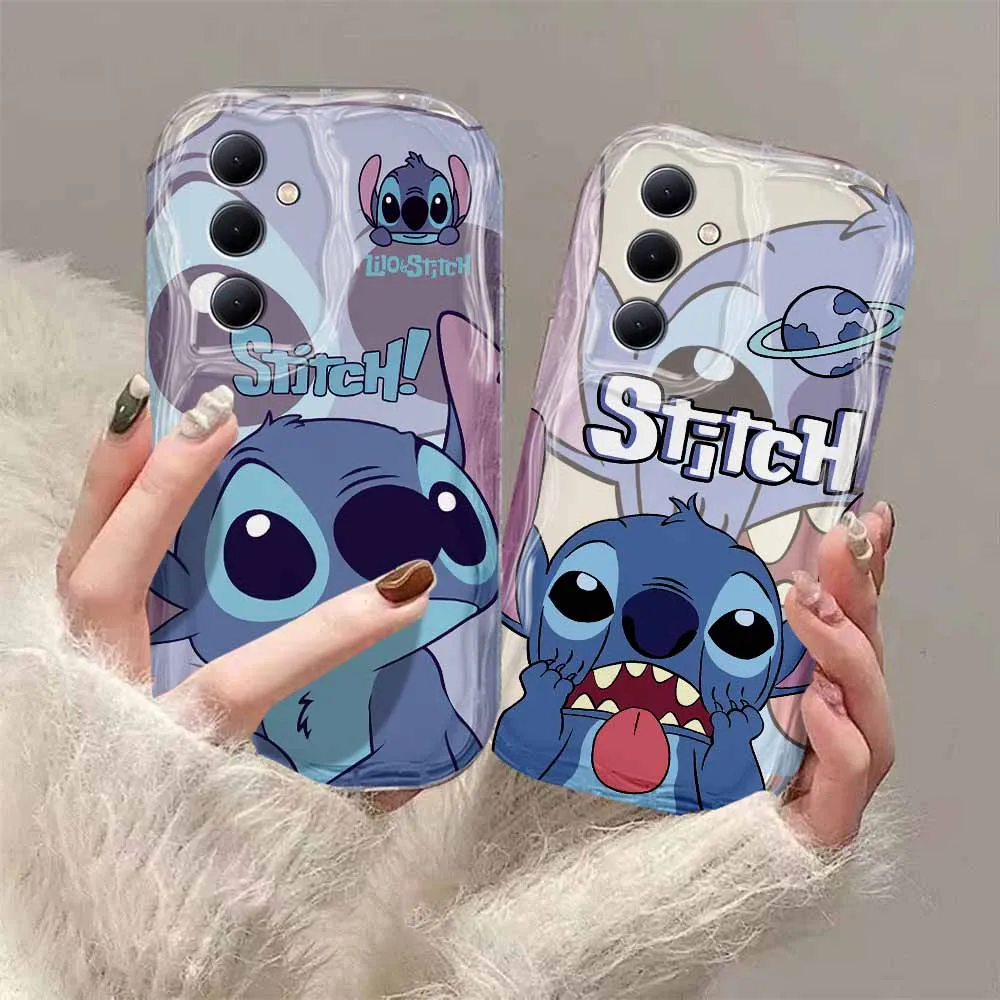 Cute Cartoon Stitch 3D Wave Phone Case for OPPO Reno 11 F 8 T 7 Z 6 5 4 Pro F23 F11 F9 4G 5G Soft Silicone Back Cover